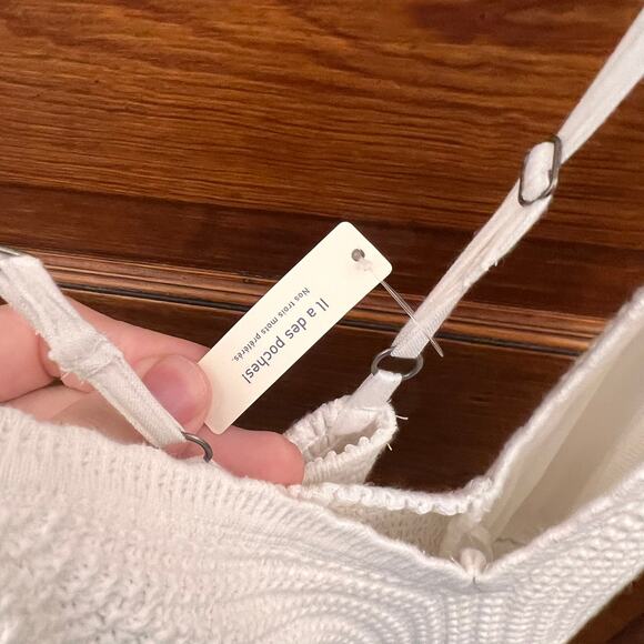 Hollister Mixed Fabric Crochet Style Maxi Dress size XS Cloud White NWT's $70 - Picture 8 of 14